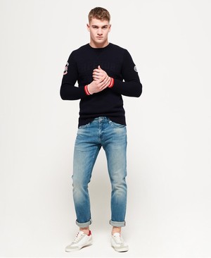 Superdry Slim Férfi Farmer Kék | RXMQN6504